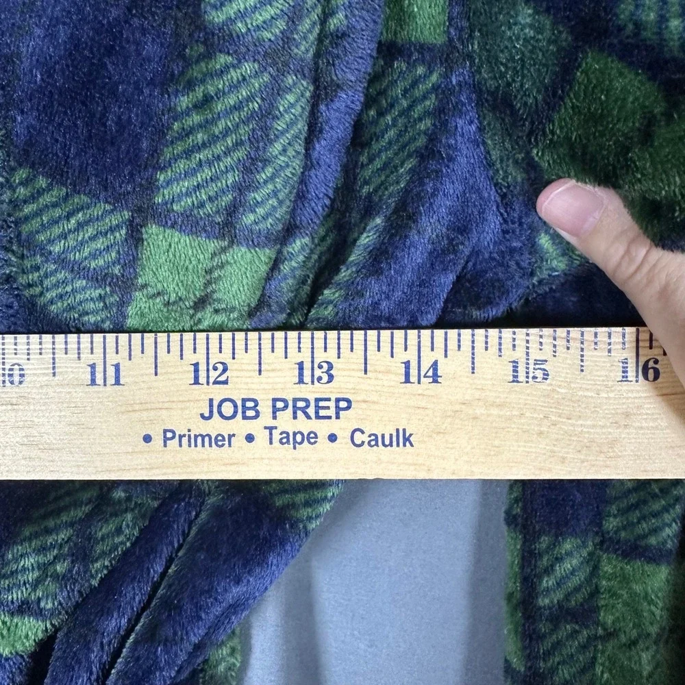 Cuddl‎ Duds Boys Medium 8 Navy Green Tartan Plaid Fleece Robe Warm Cozy Soft
